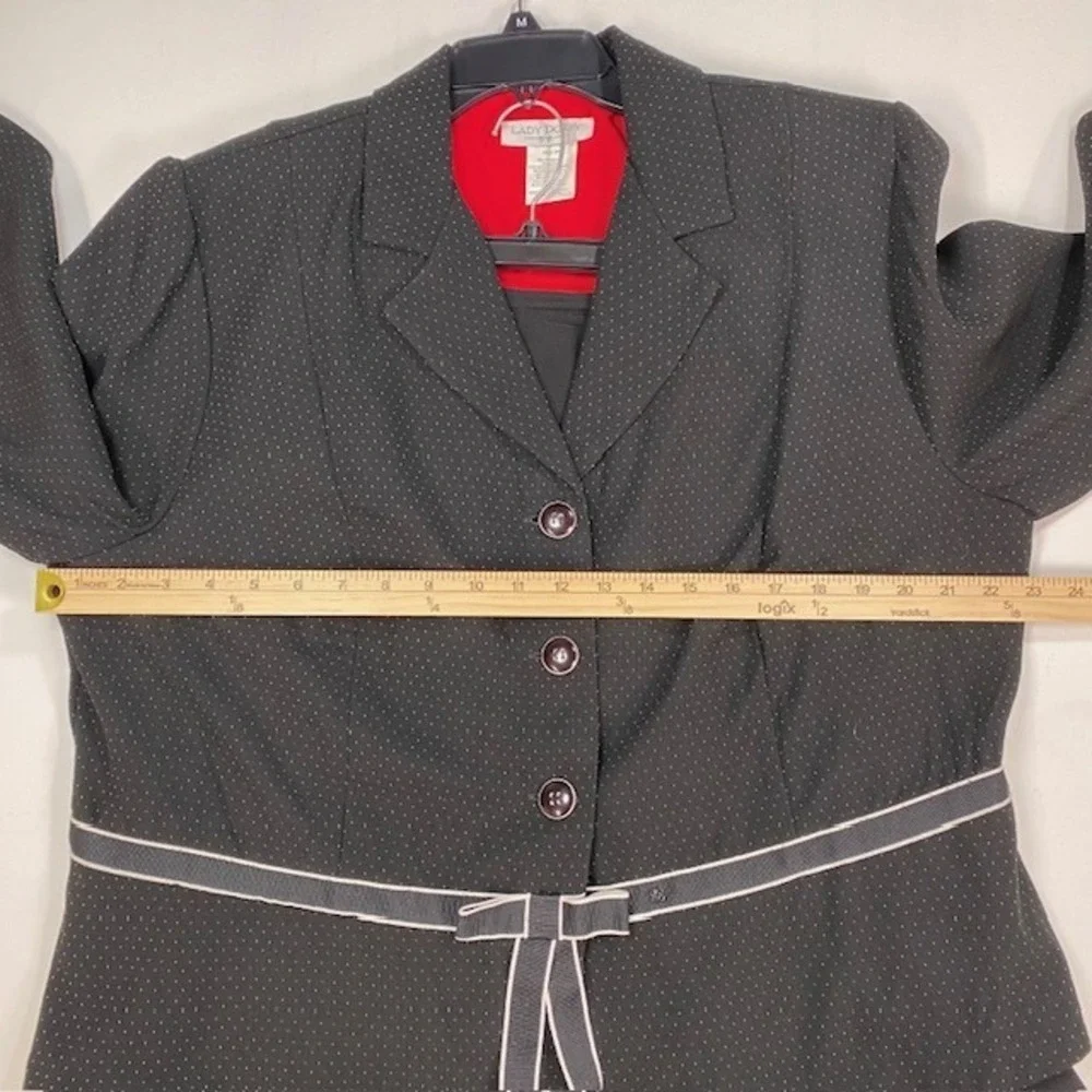Womens 20W Black Pin Dot‎ Jacket Dress Set 2pc Washable NEW Lady Dorby